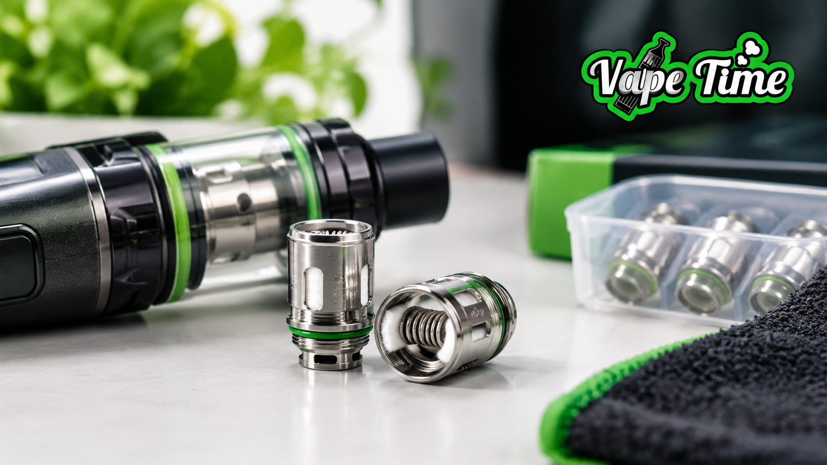 Vape Coil Setup with Green Accents